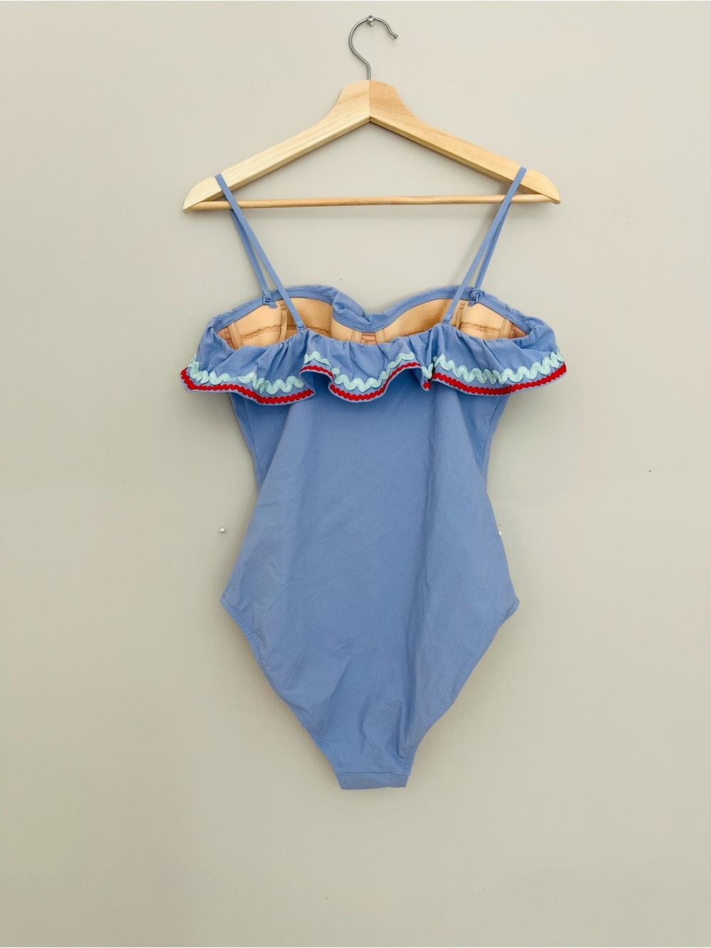 NWT Jcrew Light blue Ric Rac Ruffle Underwire One-piece Swimsuit Size 6 - Picture 5 of 6